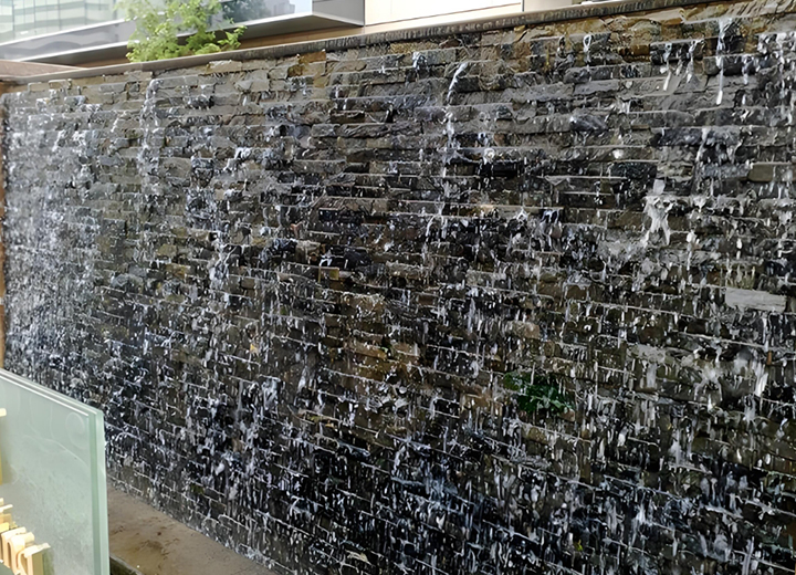 广场水幕墙 流水石墙景观
