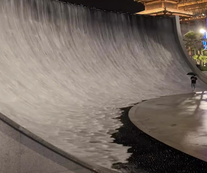 反重力瀑布 网红景观水幕墙